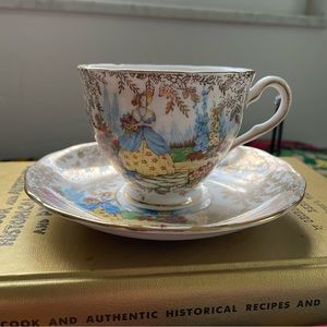 Colclough Tea Cup & Saucer Victorian Lady Bone China Made in England